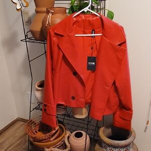 STYLEWE Red Trench Coat Classic Collar Medium Length